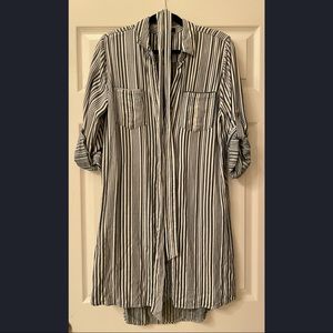 Velvet Heart - M - Blue & white striped button down shirt dress & matching belt